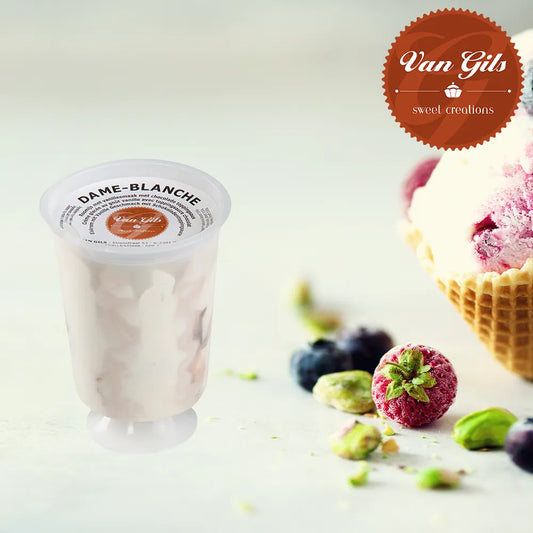 Vanille mit Schokososse Eiskrem Pokalbecher