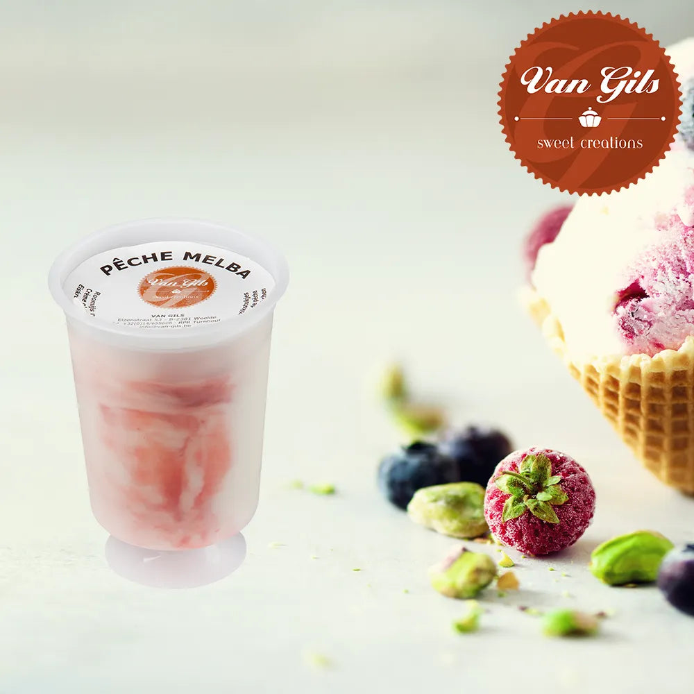 Peche Melba Eiskrem Pokalbecher